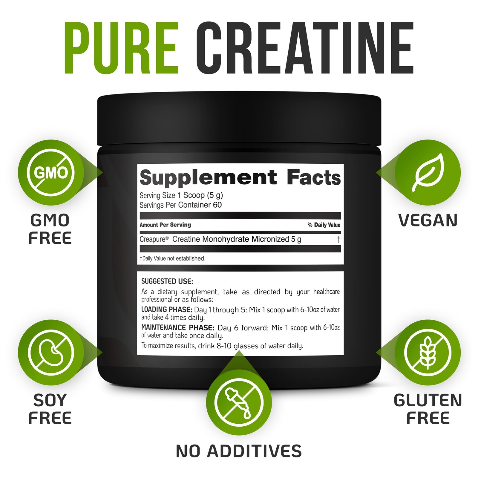 Creapure Creatine Monohydrate Powder – 17.63oz (1.1lb) (500g) German Creatine…