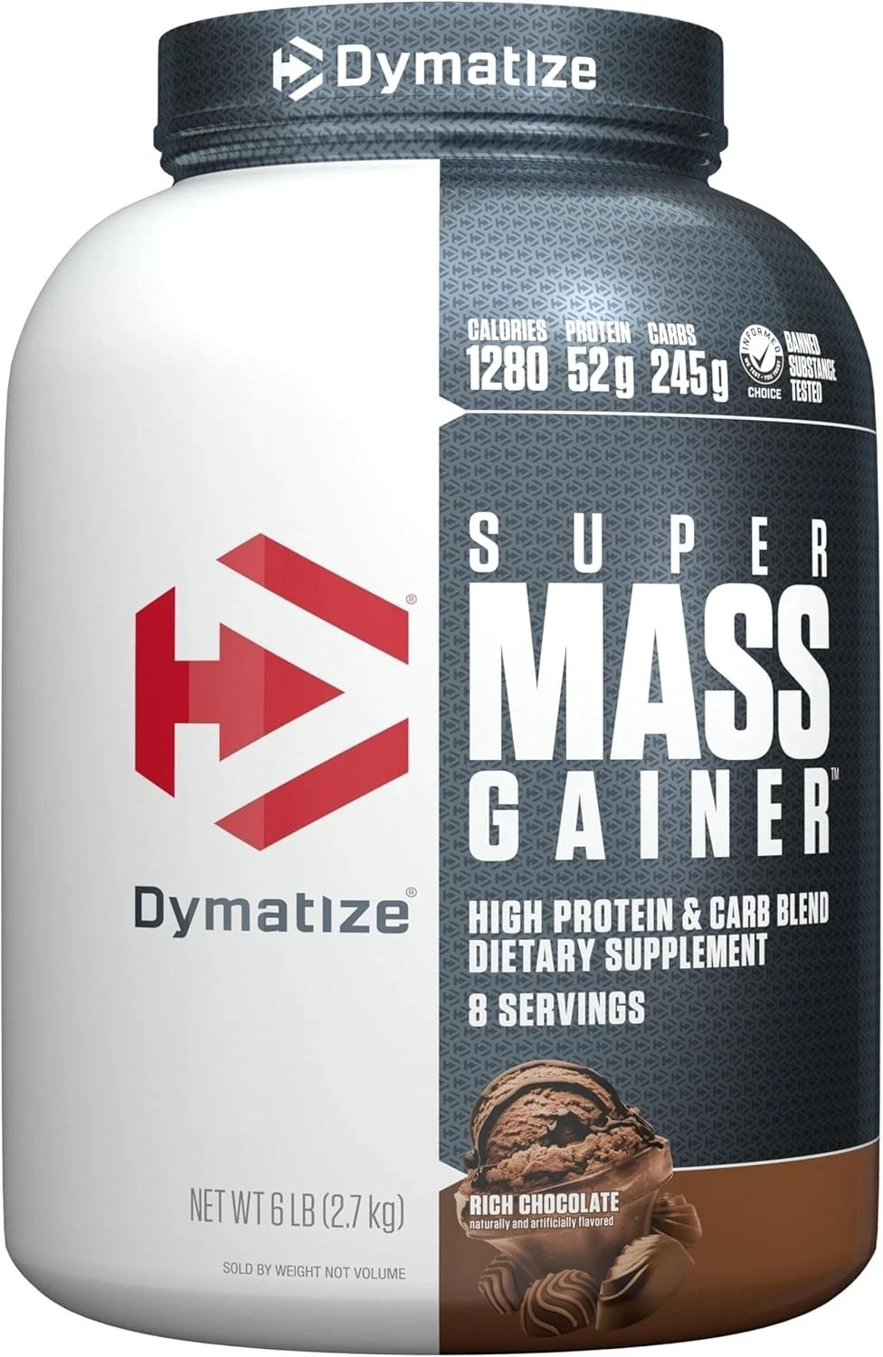 Dymatize Super Mass Gainer Protein Rich ChocolatePowder, 6 lbs. Expires 1/2028.