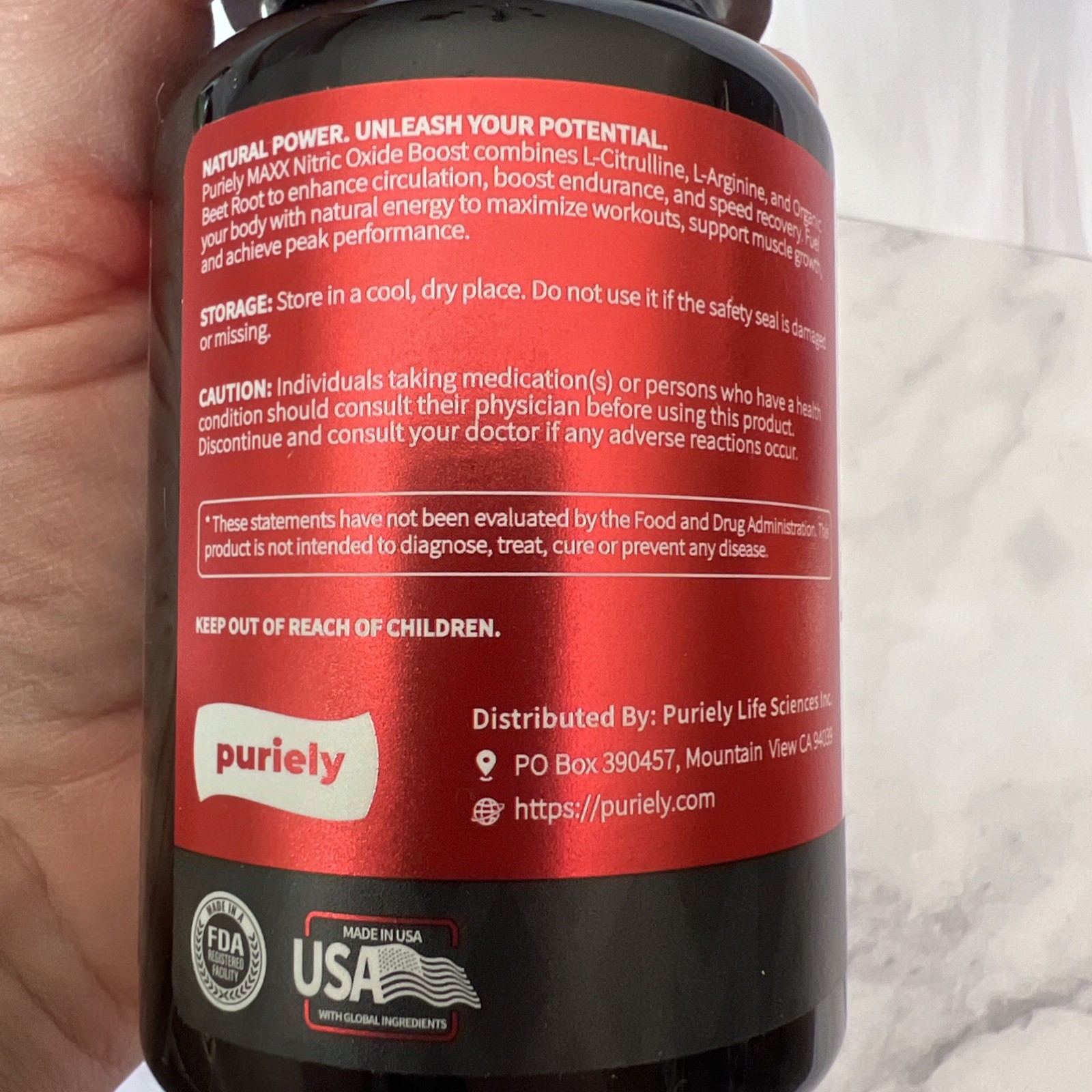 purely MAXX Nitric Oxide Boost 90 Capsules Organic Beet Powder L-Citrulline