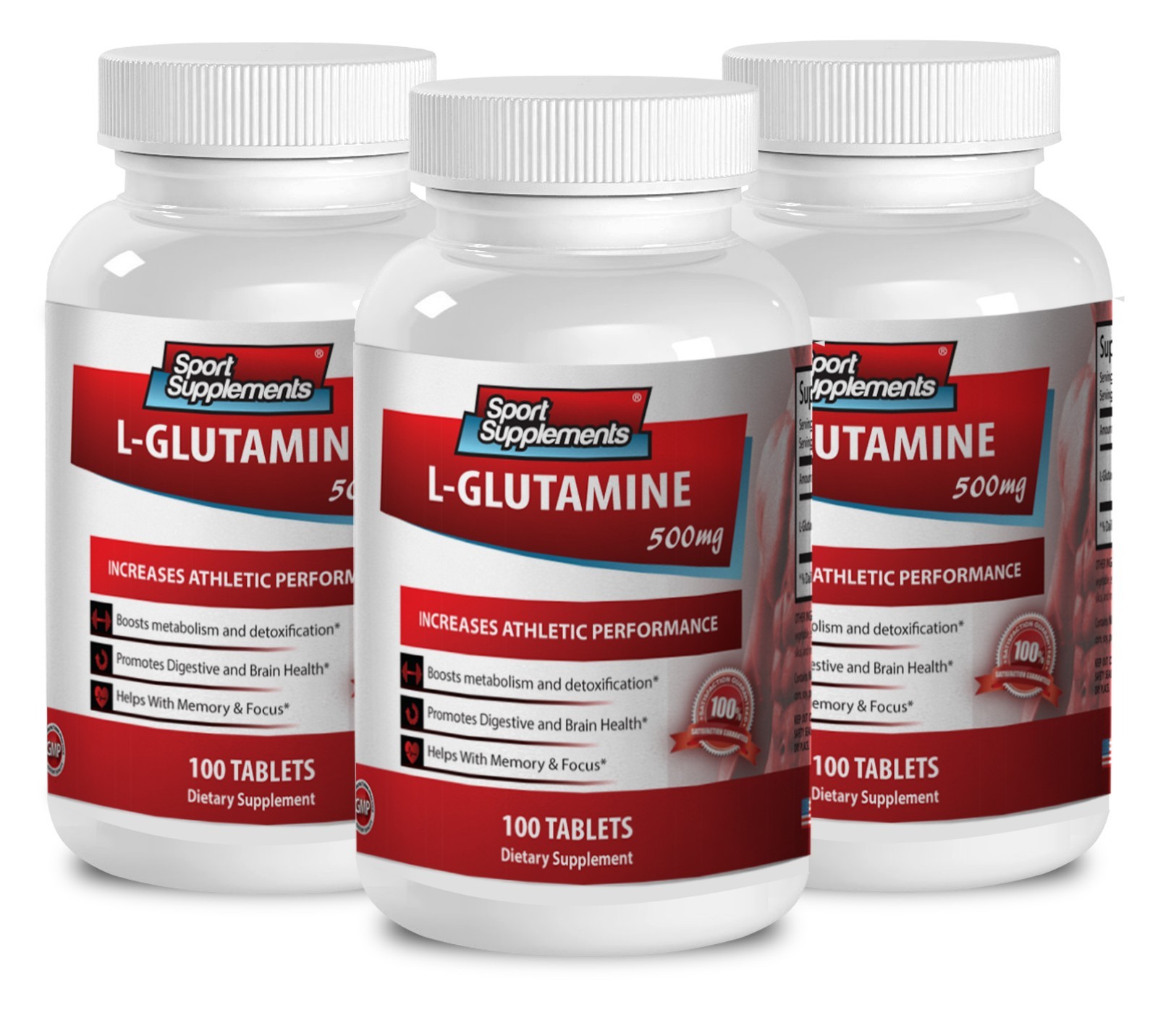 Muscle Mass Pills – L-Glutamine 500mg – Glutamine Energy 3B