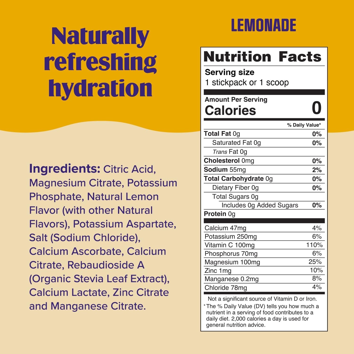 Plant-Based Lemonade Electrolytes – 30 Servings of Sugar-Free Hydration Powder