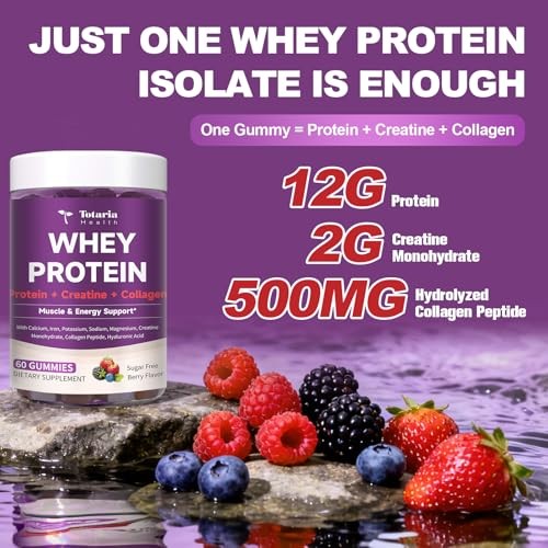 3 in 1 Whey Protein Gummies | Creatine Monohydrate | Collagen, 0 Sugar, Pure
