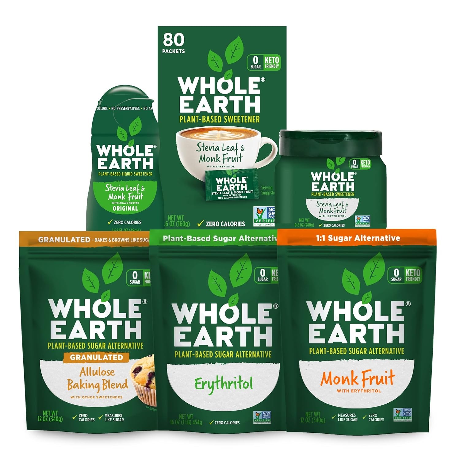 Whole Earth Stevia & Monk Fruit Liquid Sweetener, 1.62 Fl Oz (Pack of 12)