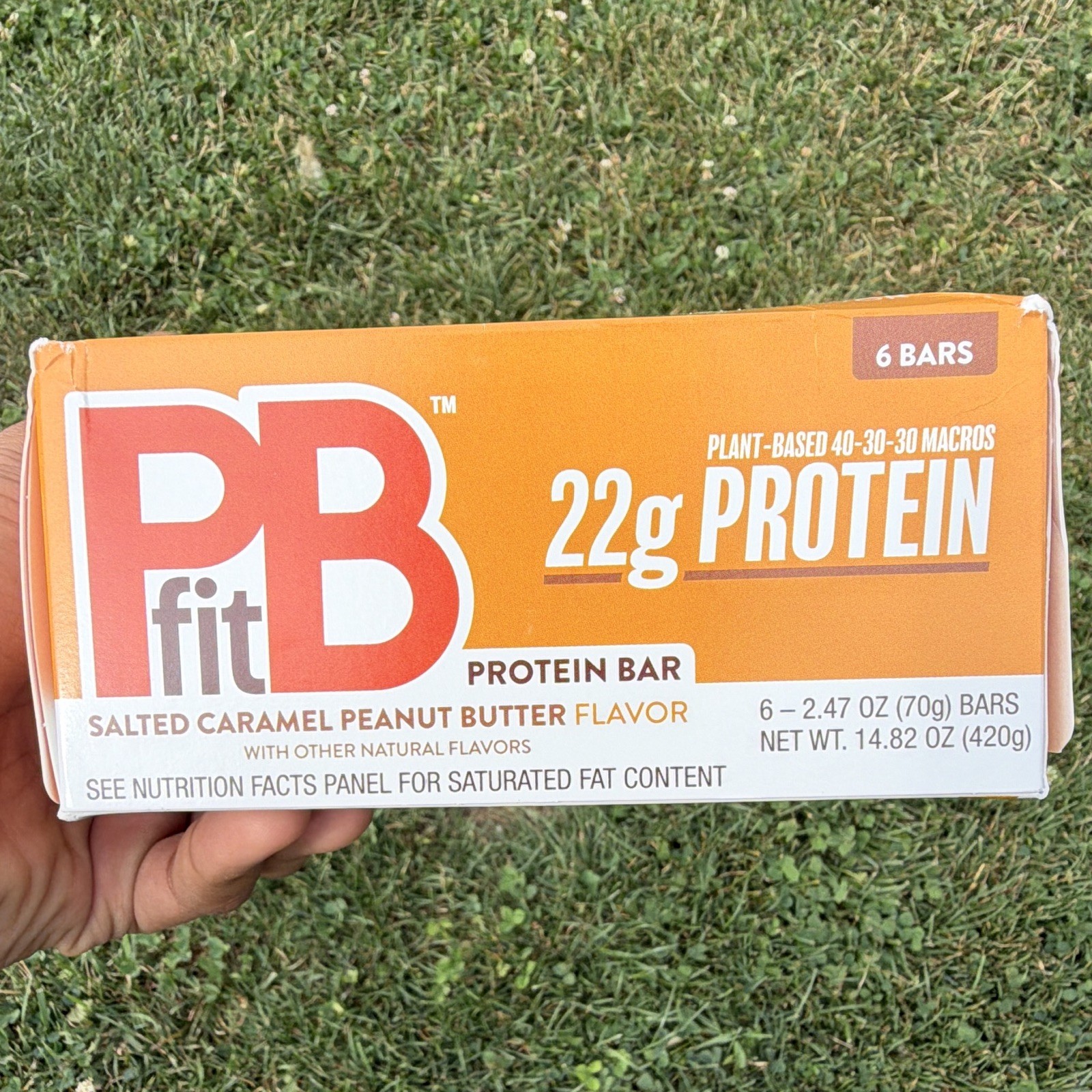 PBfit Salted Caramel Peanut Butter Protein Bars 6 Count Plant-Based Protein