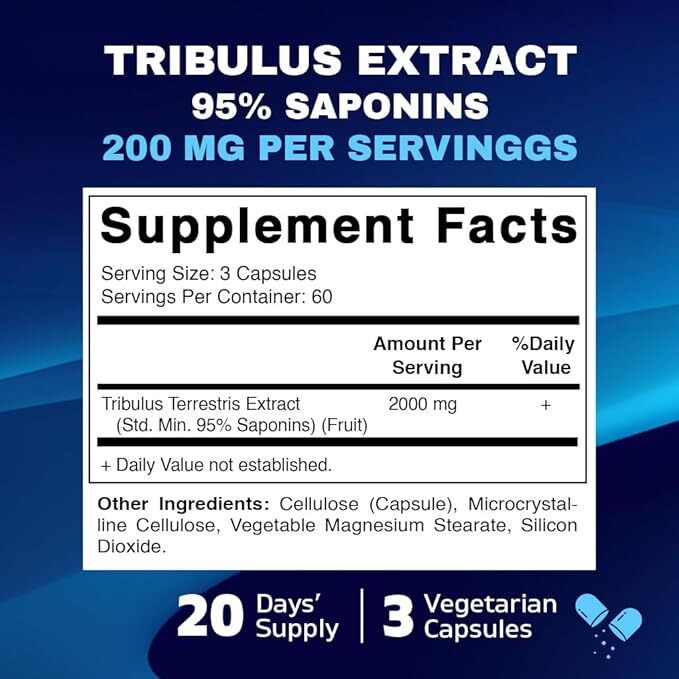 Ultra Mega Tribulus Terrestris 1000mg Testosterone Booster Muscle Mass 100Caps