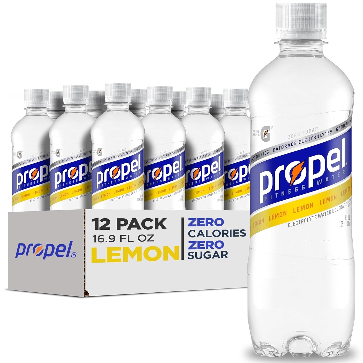 Propel Lemon Zero Calorie Sports Water – 16.9 Oz Bottles (12-Pack)