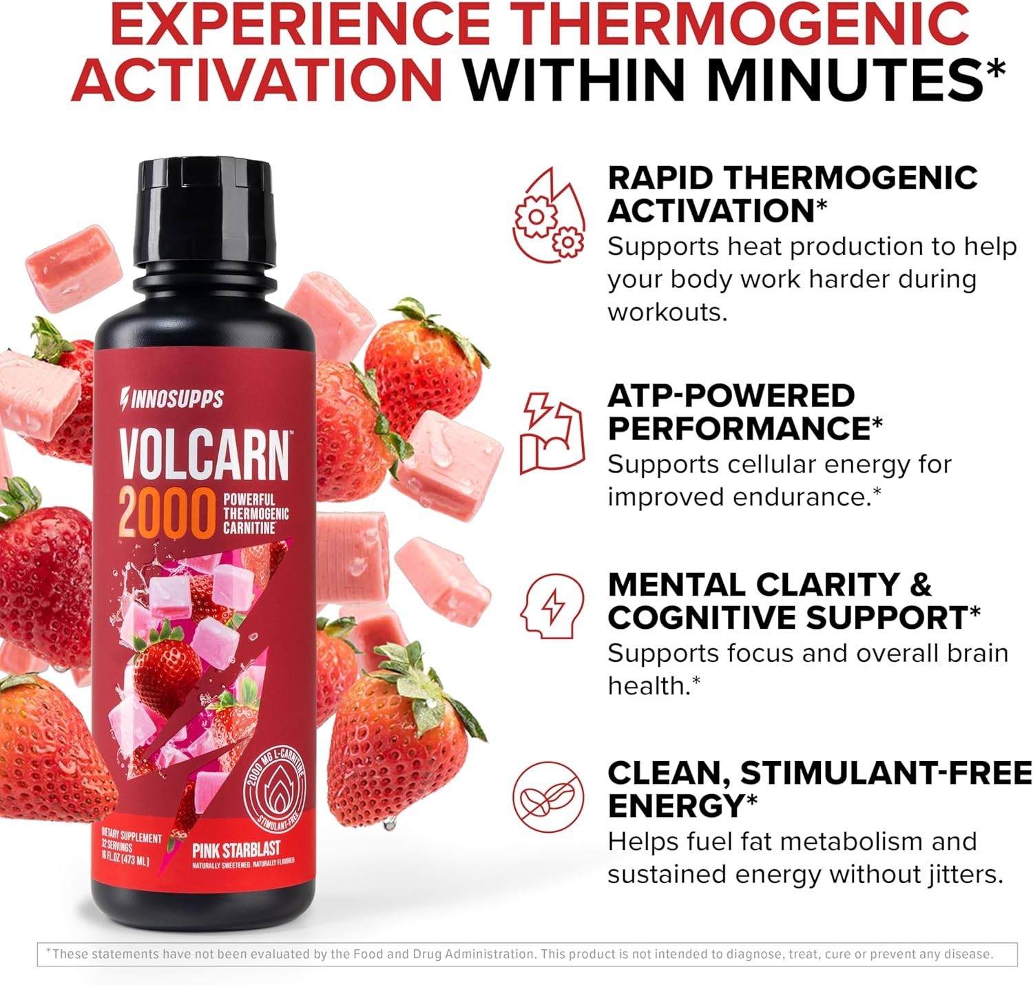 Caffeine-Free Advanced Energy Formula – Volcarn 2000 in Pink Starblast Flavor