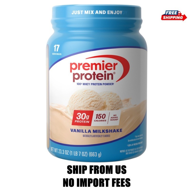 Premier Protein 100% Whey Protein Powder, Vanilla Milkshake, 30g Protein, 23.3 o