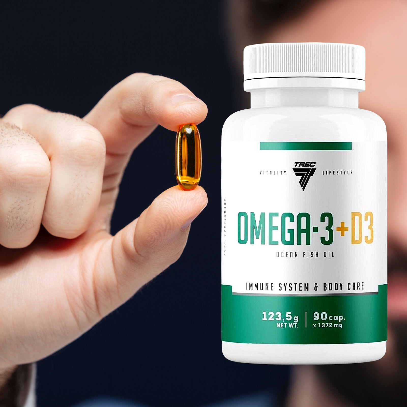 Omega 3 + Vitamin D3 90–180 Capsules – Ocean Fish Oil – EPA DHA – High strength