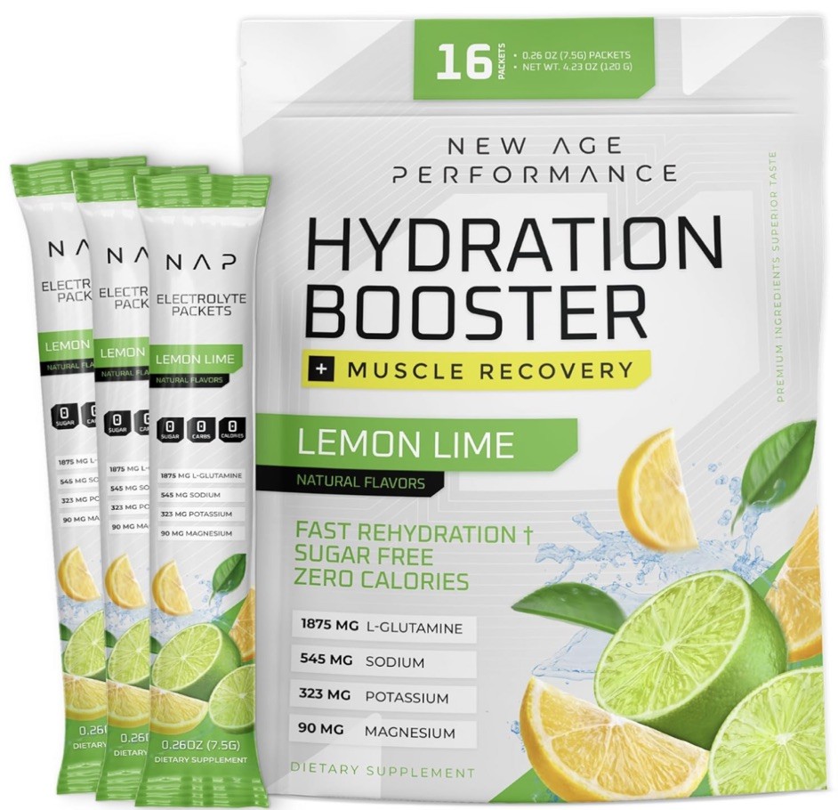 2 New Age Performance Hydration Booster Lemon Lime Electrolyte Drink Mix Recover