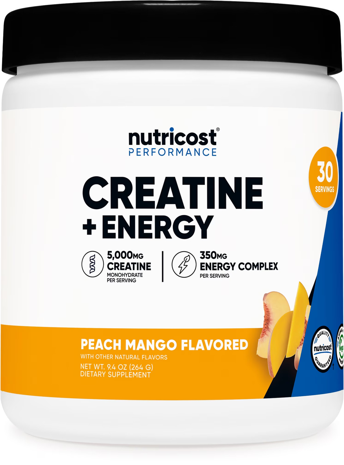 Creatine + Energy 30 Servings (Peach Mango Flavored) – 5,000Mg Creatine Monohydr