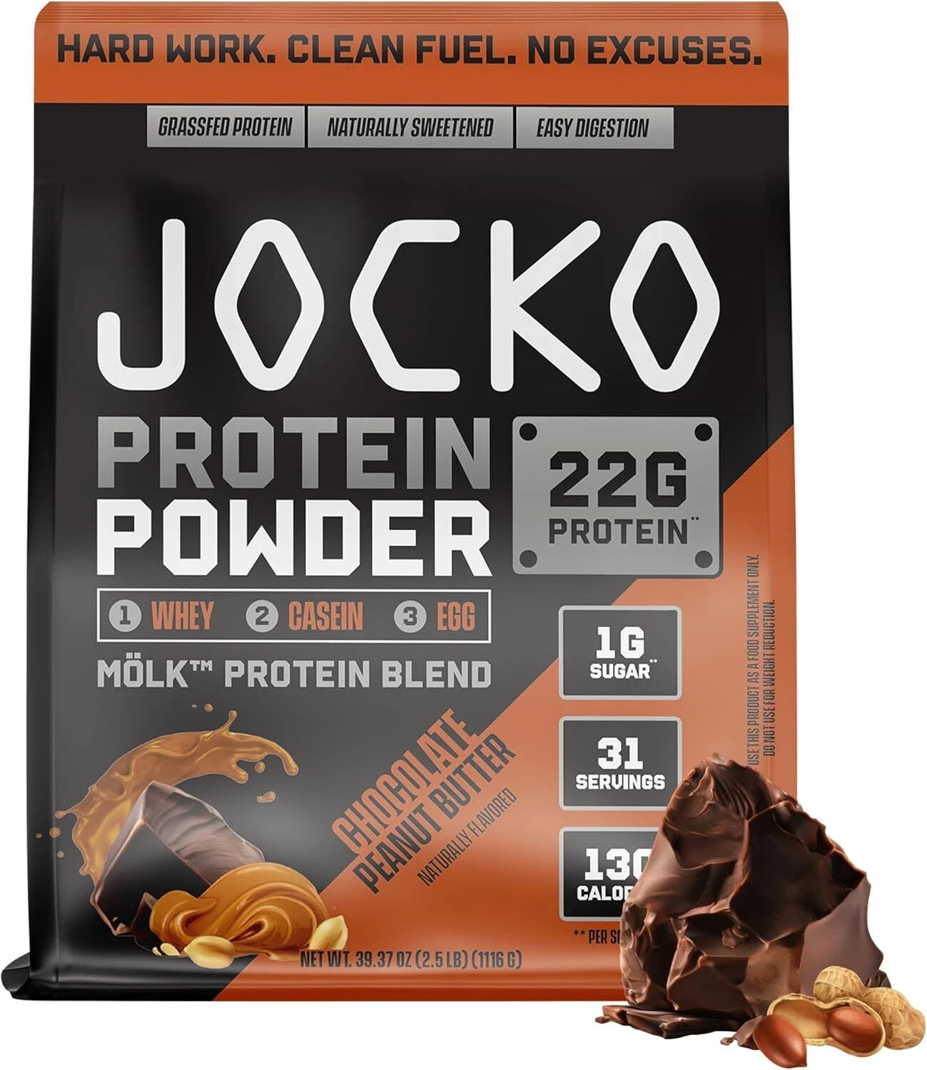 Jocko Fuel Mölk Whey Protein Powder 22g Low Sugar Monk 2.5 Pound (Pack of 1)