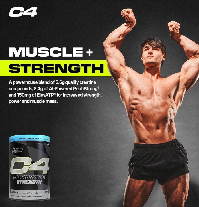 C4 Ultimate Strength, Pre-Workout, Frozen Bomsicle, 1.23 lbs (558 g) 20 servings