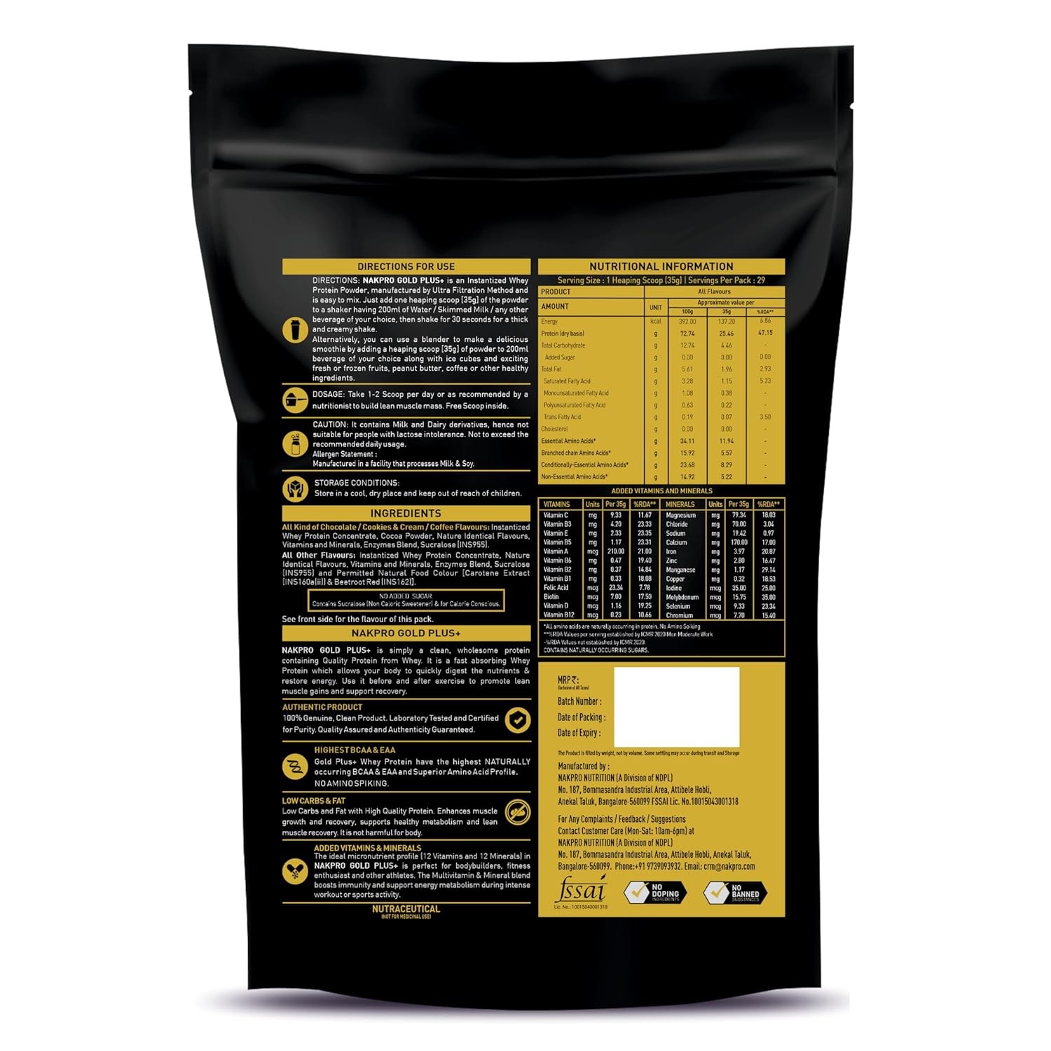 Nakpro Gold Plus+ Whey Protein Concentrate Malai Kulfi Flavour 1kg