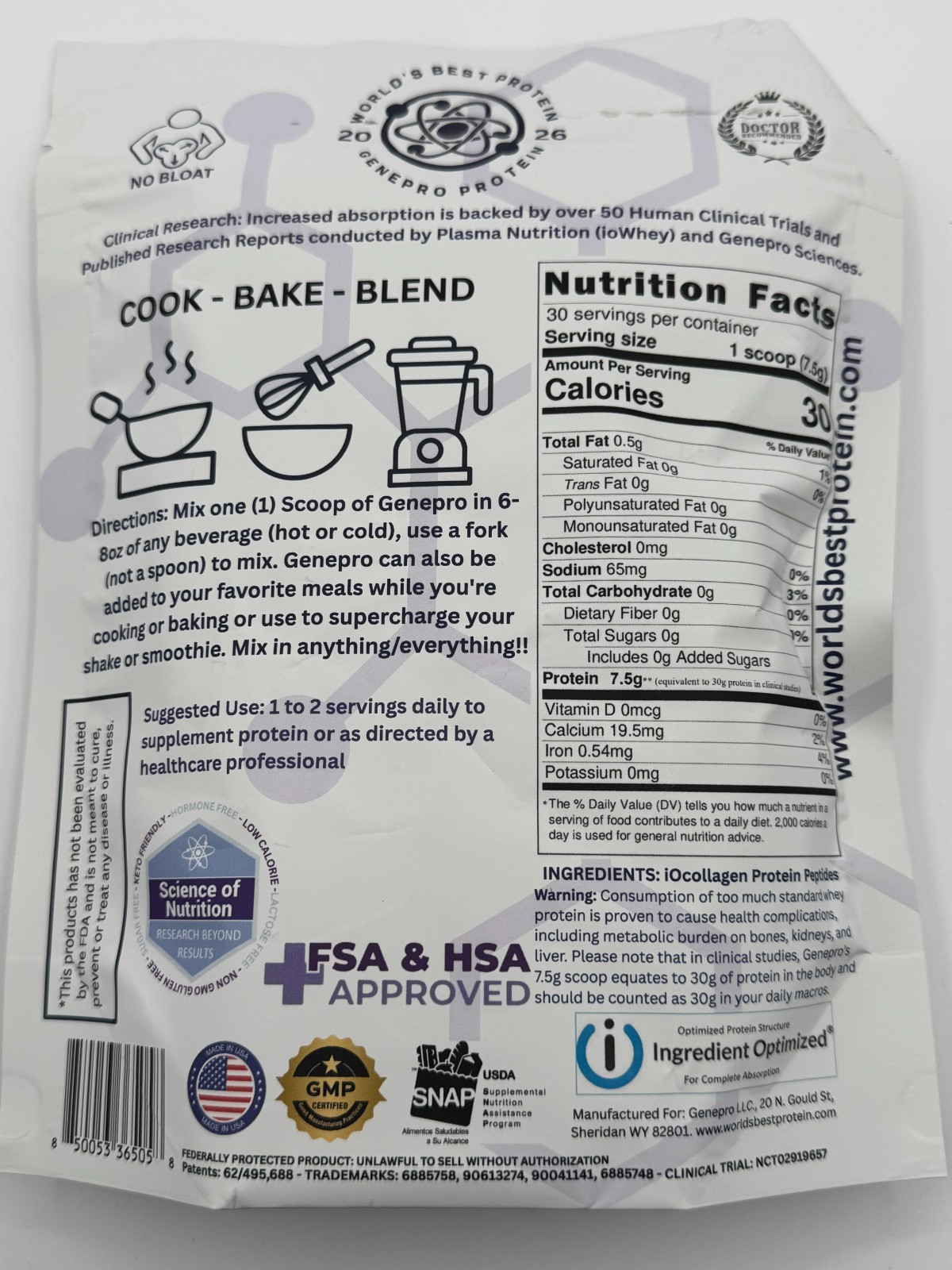 Plasma Protein Powder 30 Servings 225g Hydration Recovery New