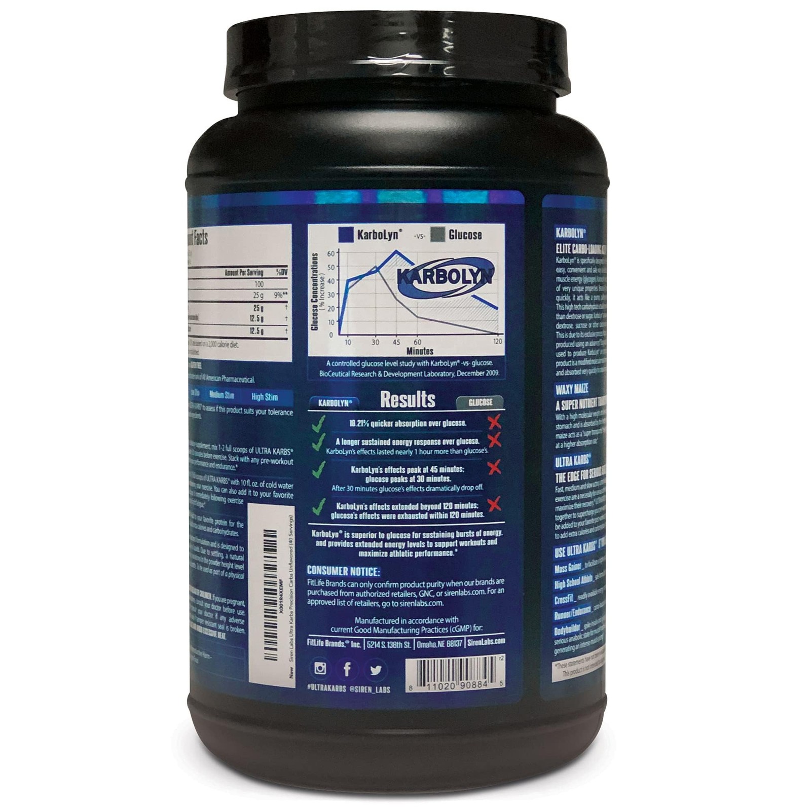 Siren Labs Ultra Karbs Mass Gainer Post Workout Muscle Builder Healthy Carb L…