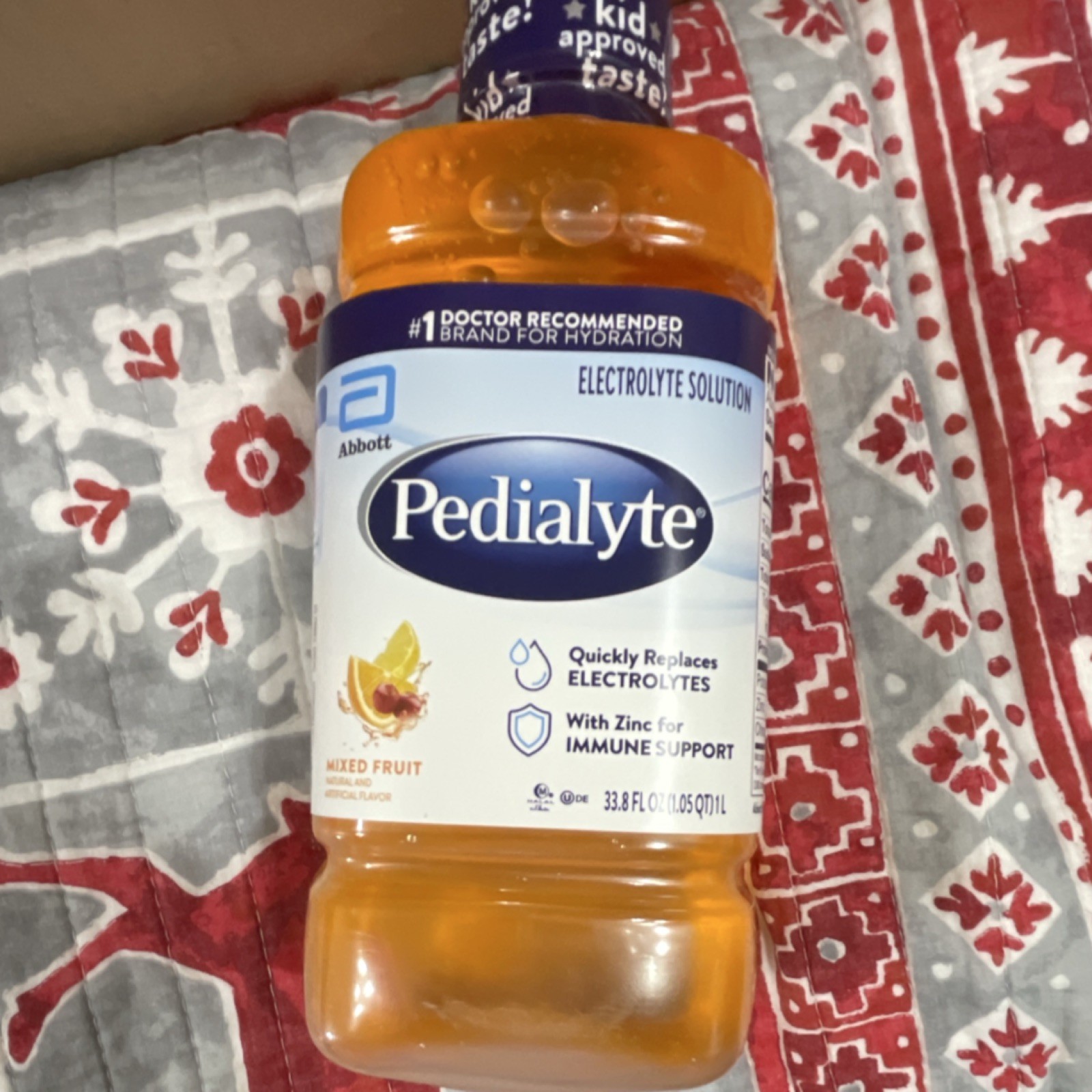 Pedialyte Electrolyte Solution Mixed Fruit 33.8 fl oz with Zinc (8 Pack)