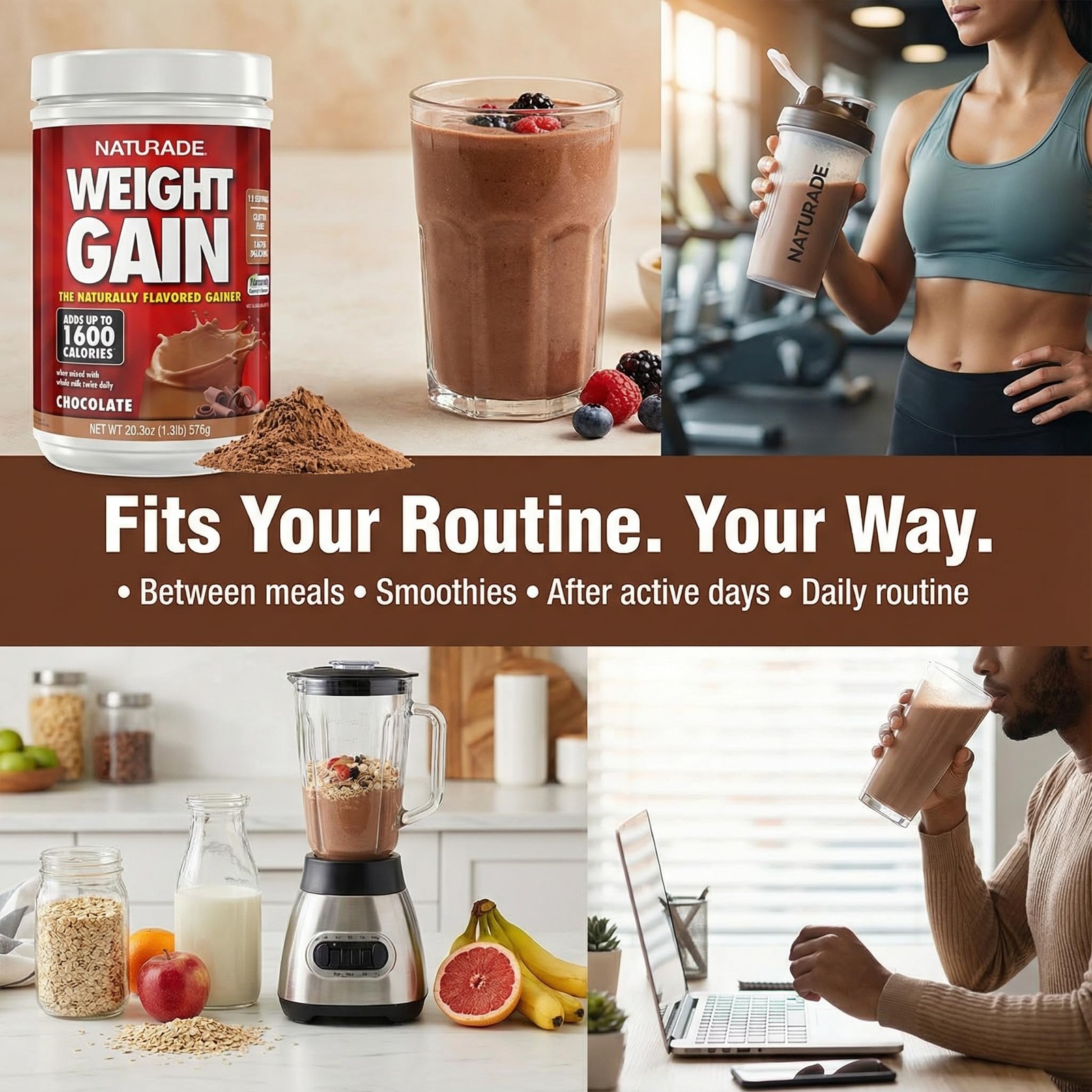 Naturade Weight Gain Nutrition Drink Mix for Healthy Weight Support, Balanced…