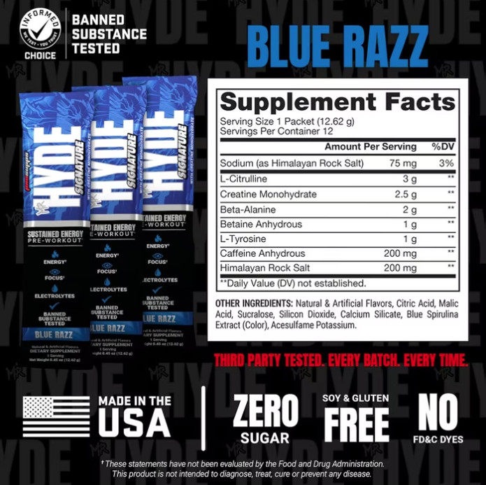 ProSupps Mr. Hyde Signature Pre-Workout Powder Blue Razz 14.7 oz