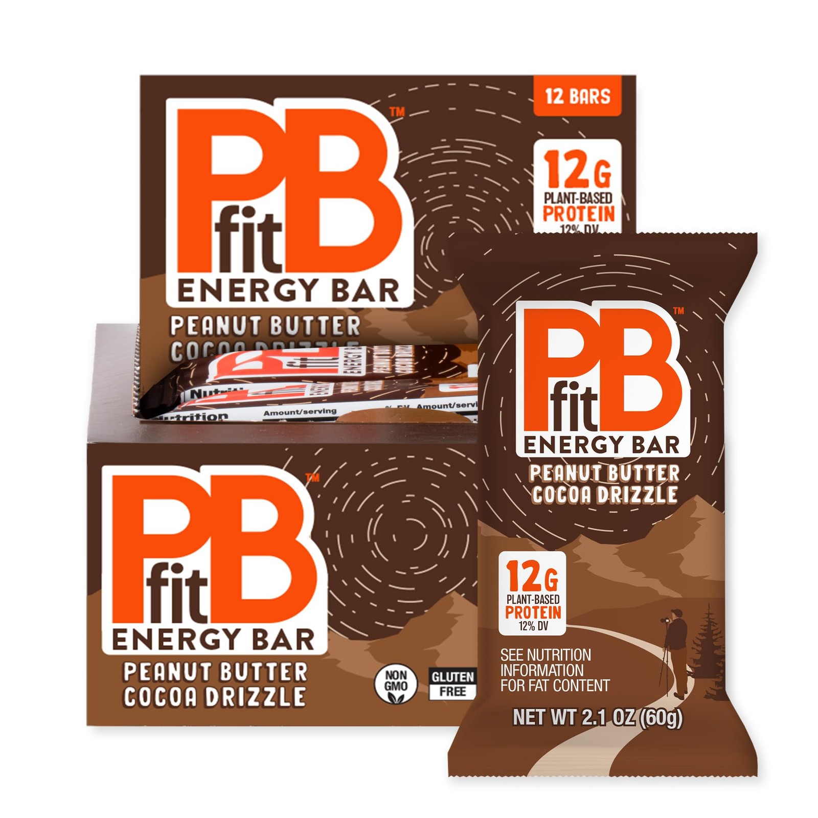 PBfit Peanut Butter Cocoa Drizzle Energy Bars, 12g 12 Count (Pack of 1)