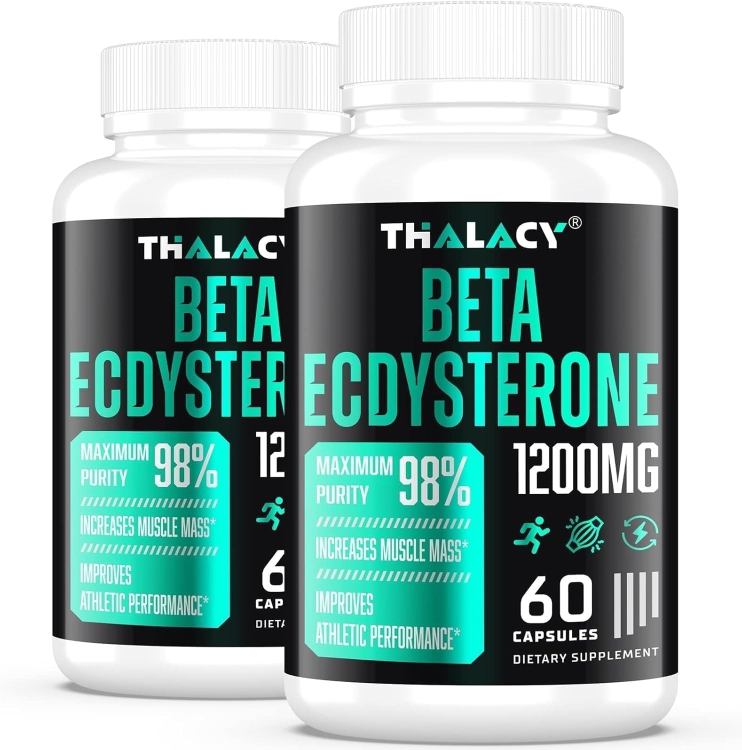 1200MG Beta Ecdysterone Supplement, 98% Maximum Purity 60 Count (Pack of 2)