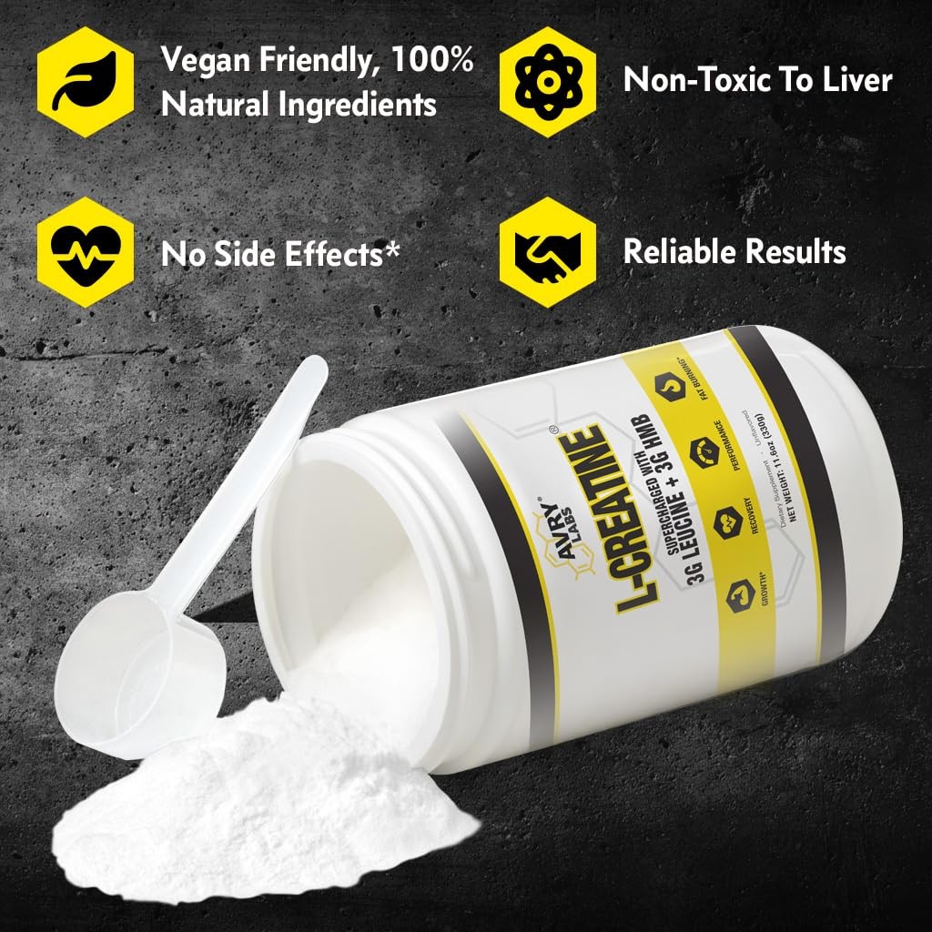 L-CREATINE Supplement: Creatine Monohydrate w/Leucine Amino Acid and HMB – Su…