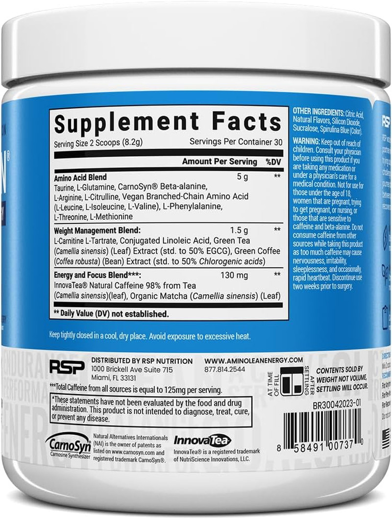 Aminolean Pre Workout Powder, Amino Energy & Weight Management with Vegan BCAA A
