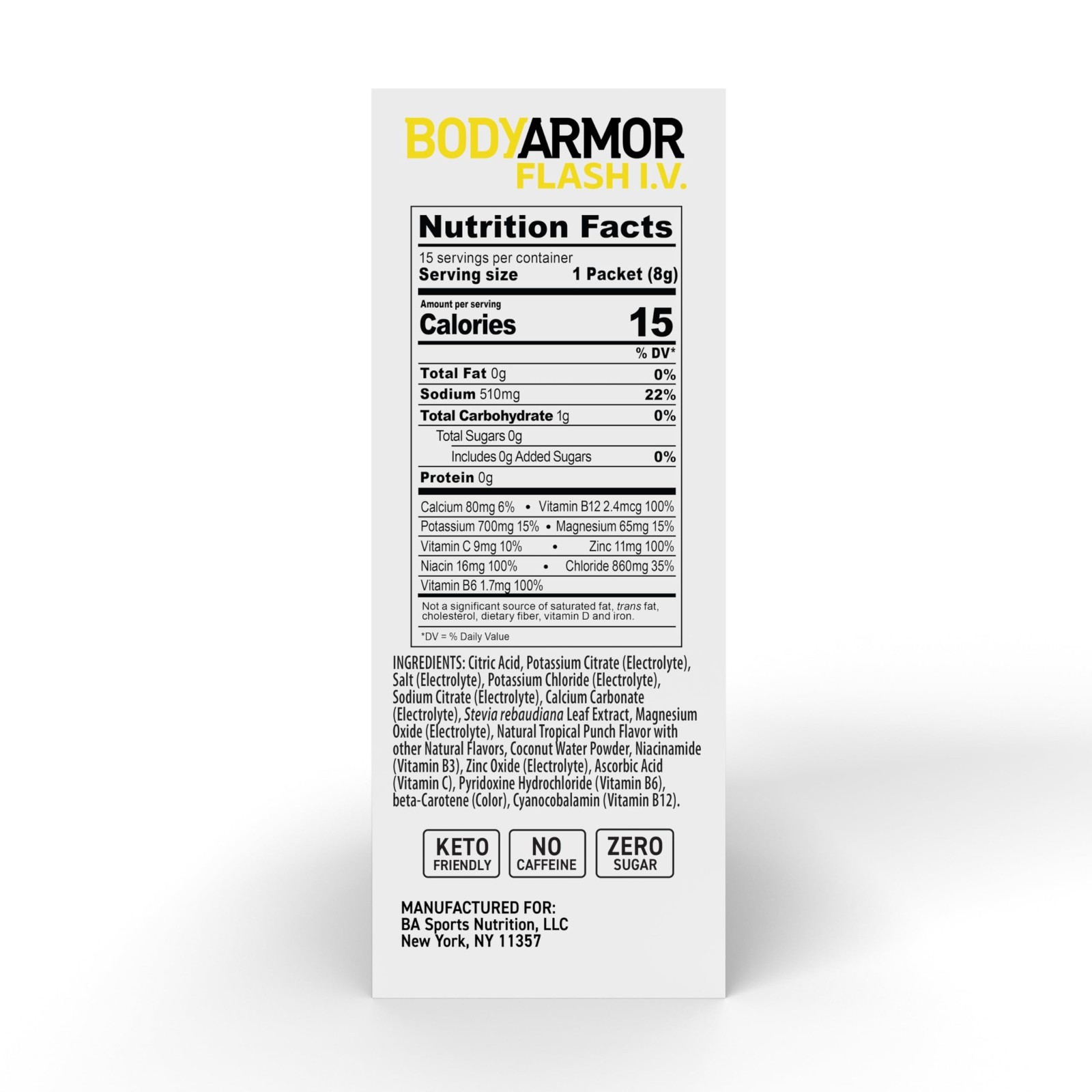 Electrolyte Drink Mix Packets, Tropical Punch, Zero Sugar, Coconut Water Powder,