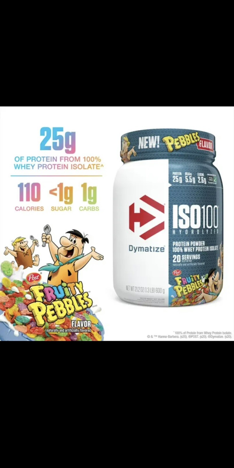 Dymatize ISO100 Hydrolyzed Fruity Pebbles Whey Protein Powder – 1.6lbs.