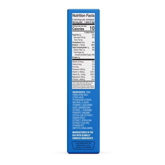 Waterboy Weekend Recovery Hydration Powder Packets, Blue Raspberry, 5 Count