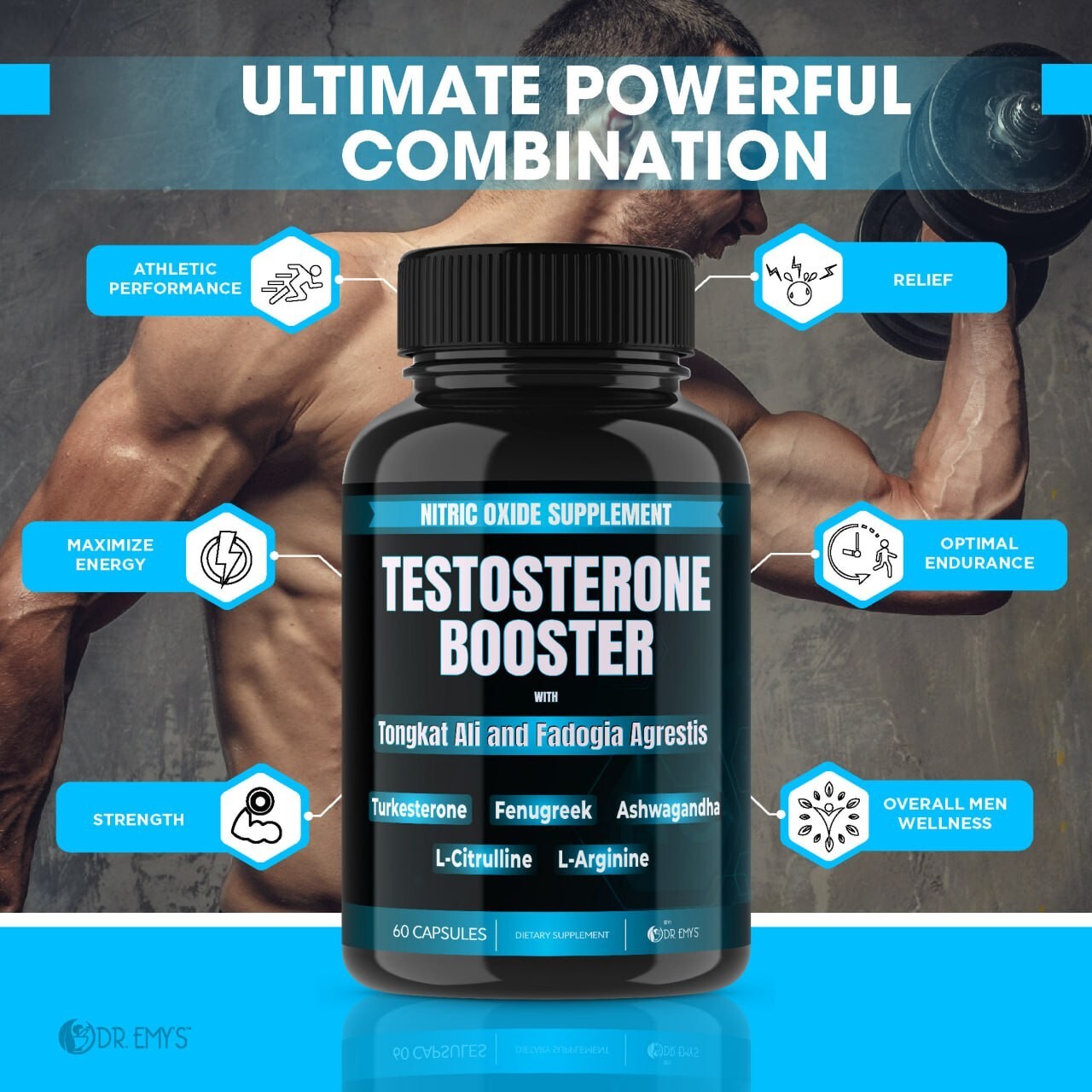 (3 Pack) Testosterone Supplement Booster Capsules Blood Flow Nitric Oxide