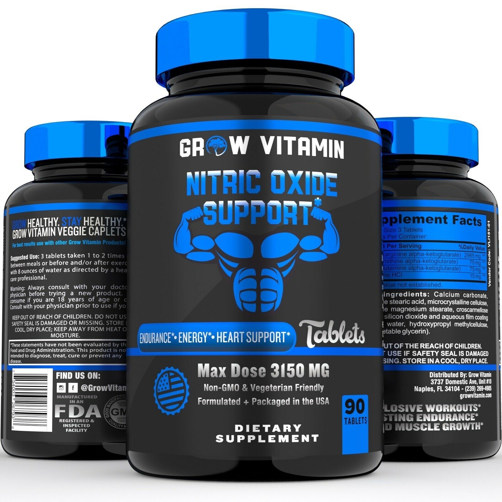 L Arginine Male Enhancing Supplement from Nitric Oxide, Max Dose 3150mg- 90 Caps