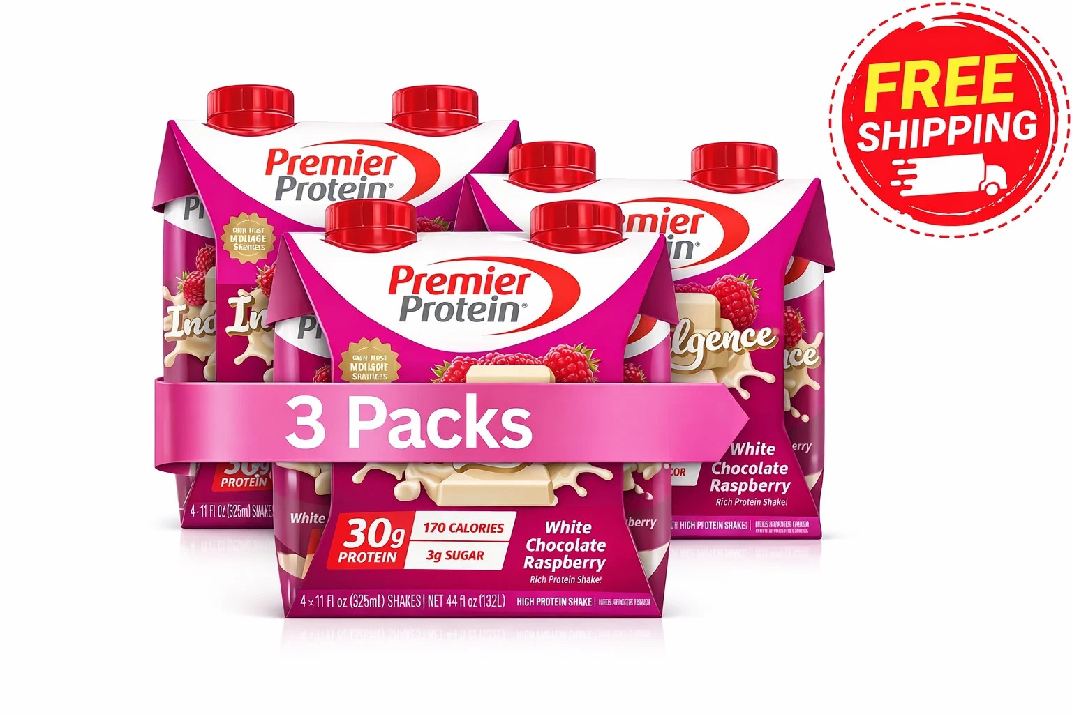 Premier Protein Indulgence Protein Shake, White Chocolate Raspberry, 12 Ct