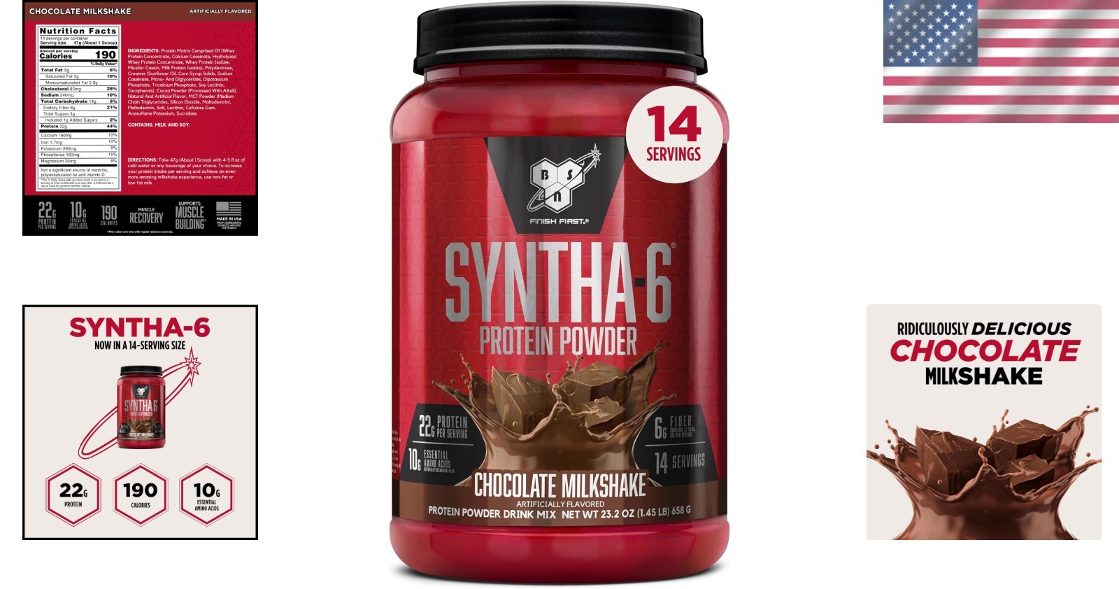 SYNTHA-6 Chocolate Milkshake Protein Powder, 22g Protein & 6g Fiber, 14 Servings