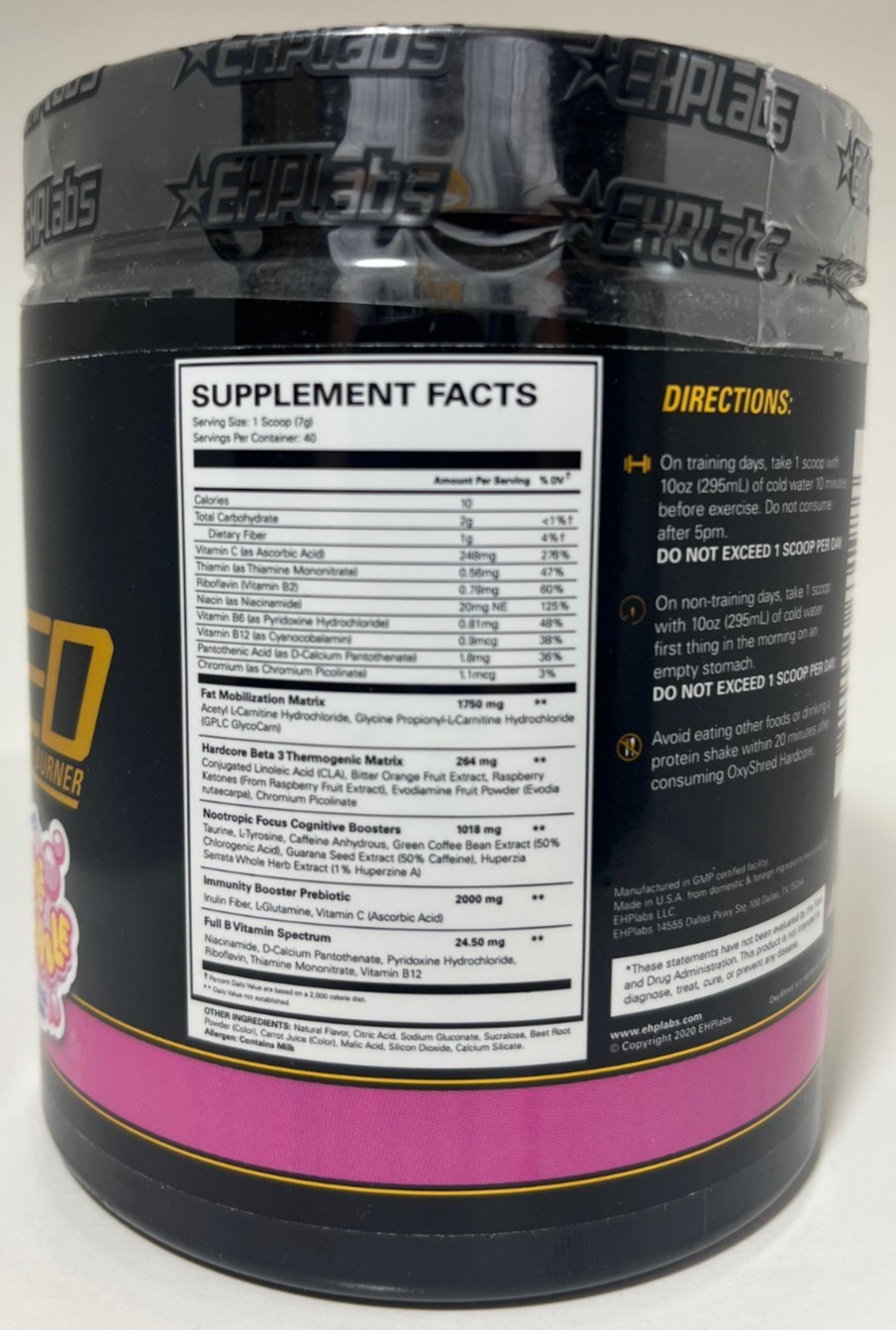 EHP Labs Oxyshred Hardcore Pre-Workout Thermogenic Bubble Trouble 40svg New