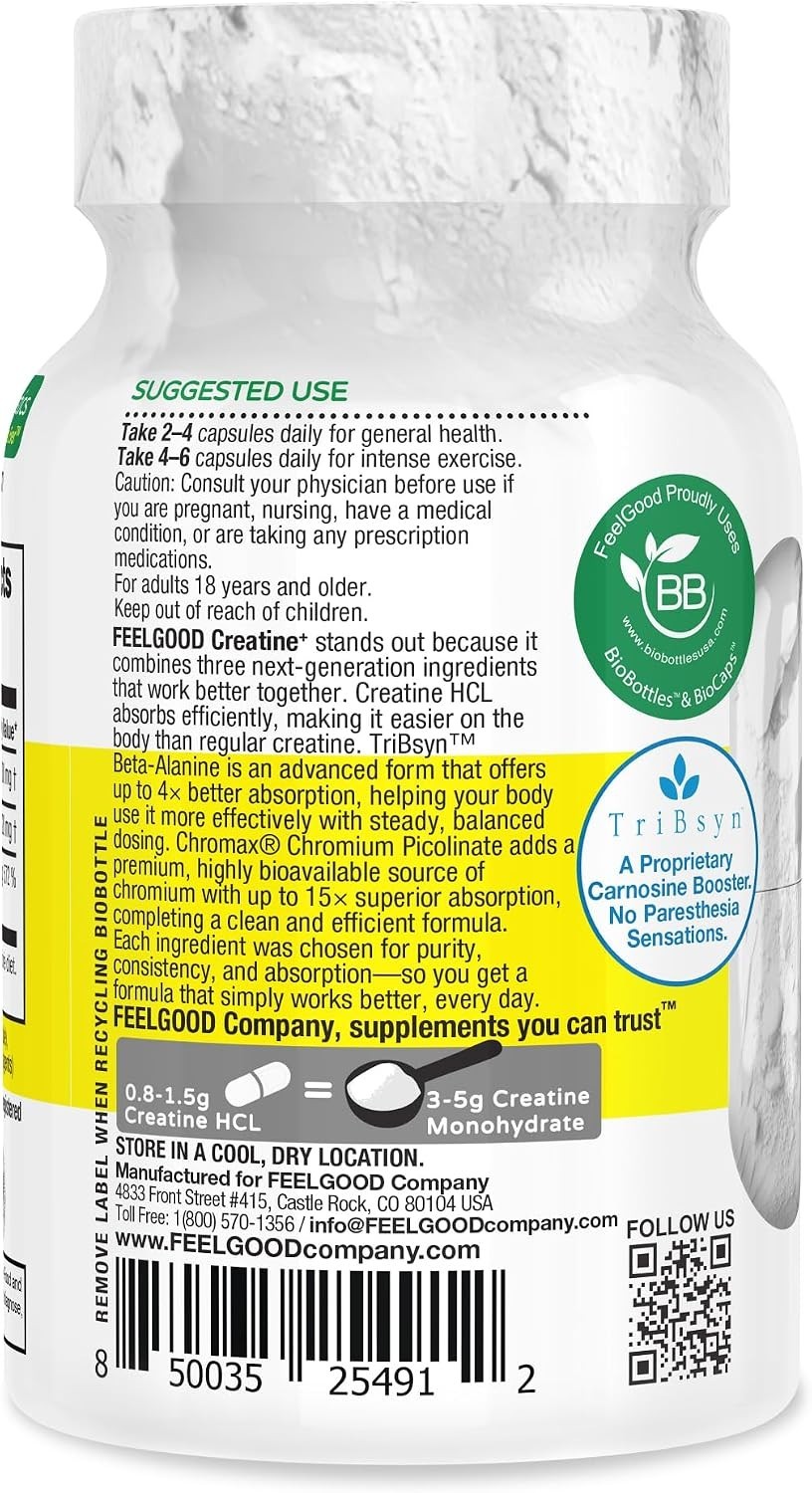 Creatine +, High Absorption Capsules, 60 Count, Non-GMO, Gluten Free, Soy Free