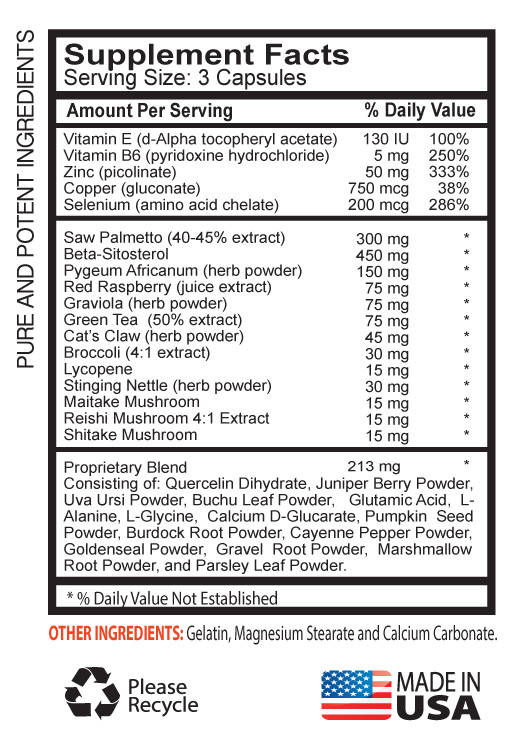 ULTIMATE SEXUAL ENHANCEMENT – PROSTATE SUPPORT – Saw Palmetto Extract – 2B 120Ct