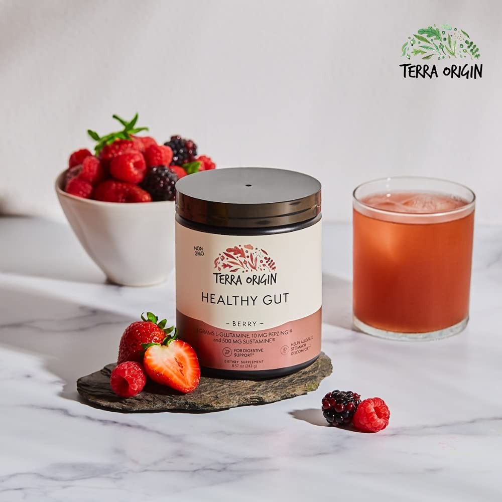 Healthy Gut Powder Berry | 30 Servings L-Glutamine Zinc Glucosamine Elm Root