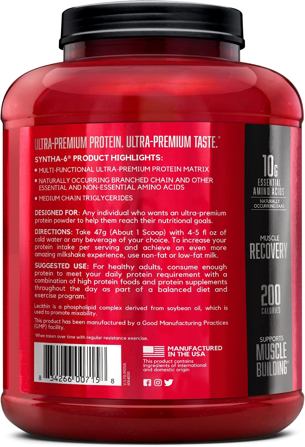 SYNTHA-6 Whey Protein Powder with Micellar Casein, Milk Isolate, Strawberry Mil