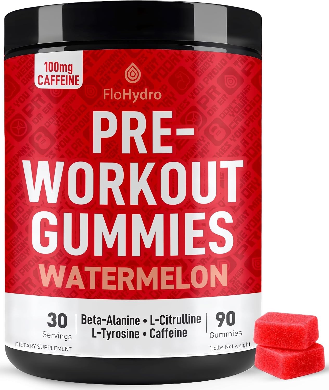 PRE-Workout Exercise Gym Gummies L-Citrulline Beta-Alanine L-Tyrosine & Caffeine