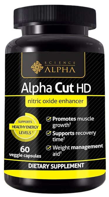 Science of Alpha – Alpha Cut HD Nitric Oxide Enhancer 60 Veggie Capsules Energy
