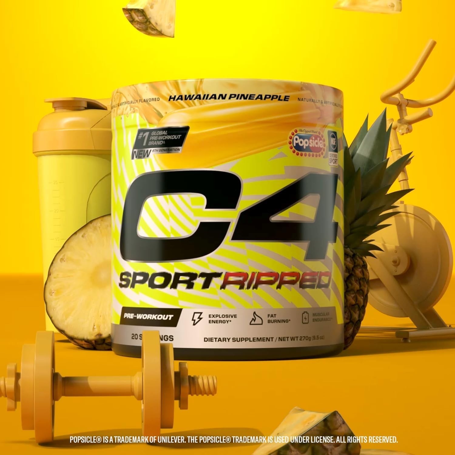 NSF Certified Pre Workout Powder – Ripped Sport with 200mg Caffeine, 20 Servings