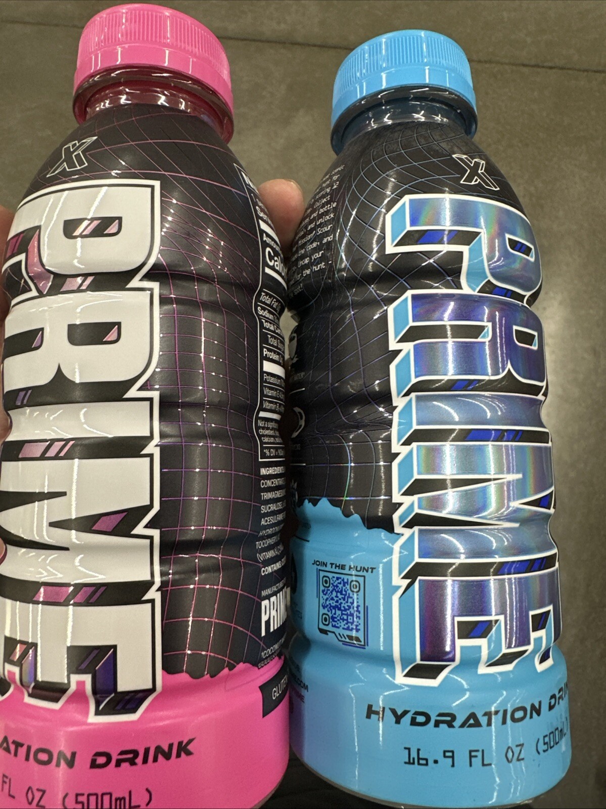 NEW PRIME X TREASURE HUNT HYDRATION DRINK 1 FULL 16.9 FL OZ BLUE AND PINK BOTTLE