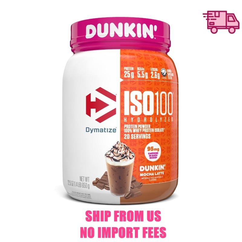 Dymatize ISO100 Hydrolyzed Whey Isolate Protein Powder, Dunkin’ Mocha, 25g Prote