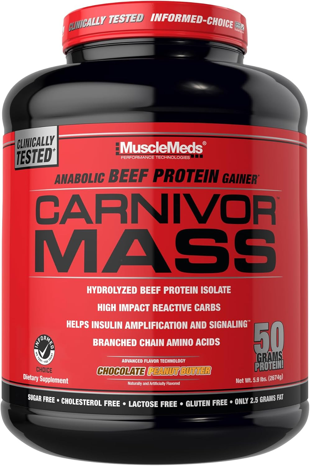 CARNIVOR Mass Gainer Beef Protein Isolate Shake, 50 Grams Protein, 125 Grams Car