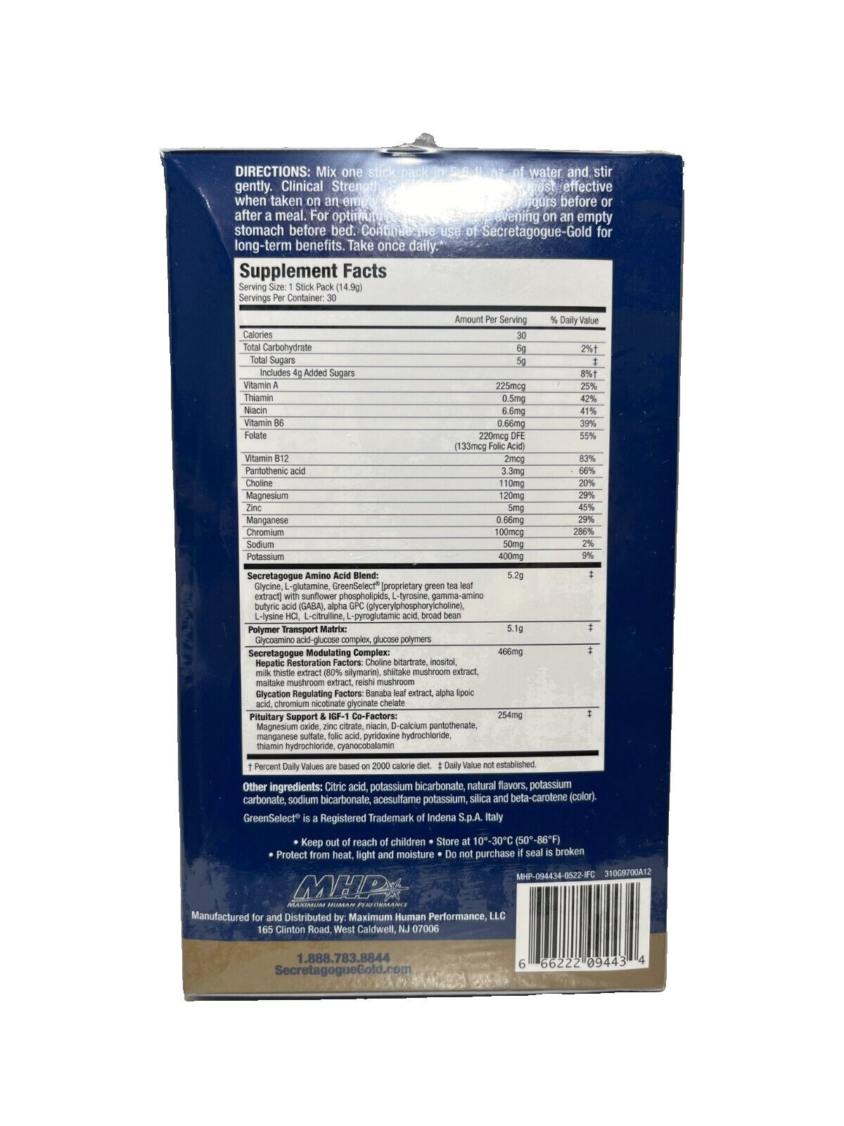 MHP Secretagogue Gold GH Enhancer Sleep Muscle Growth 30 Stick Packs – Orange