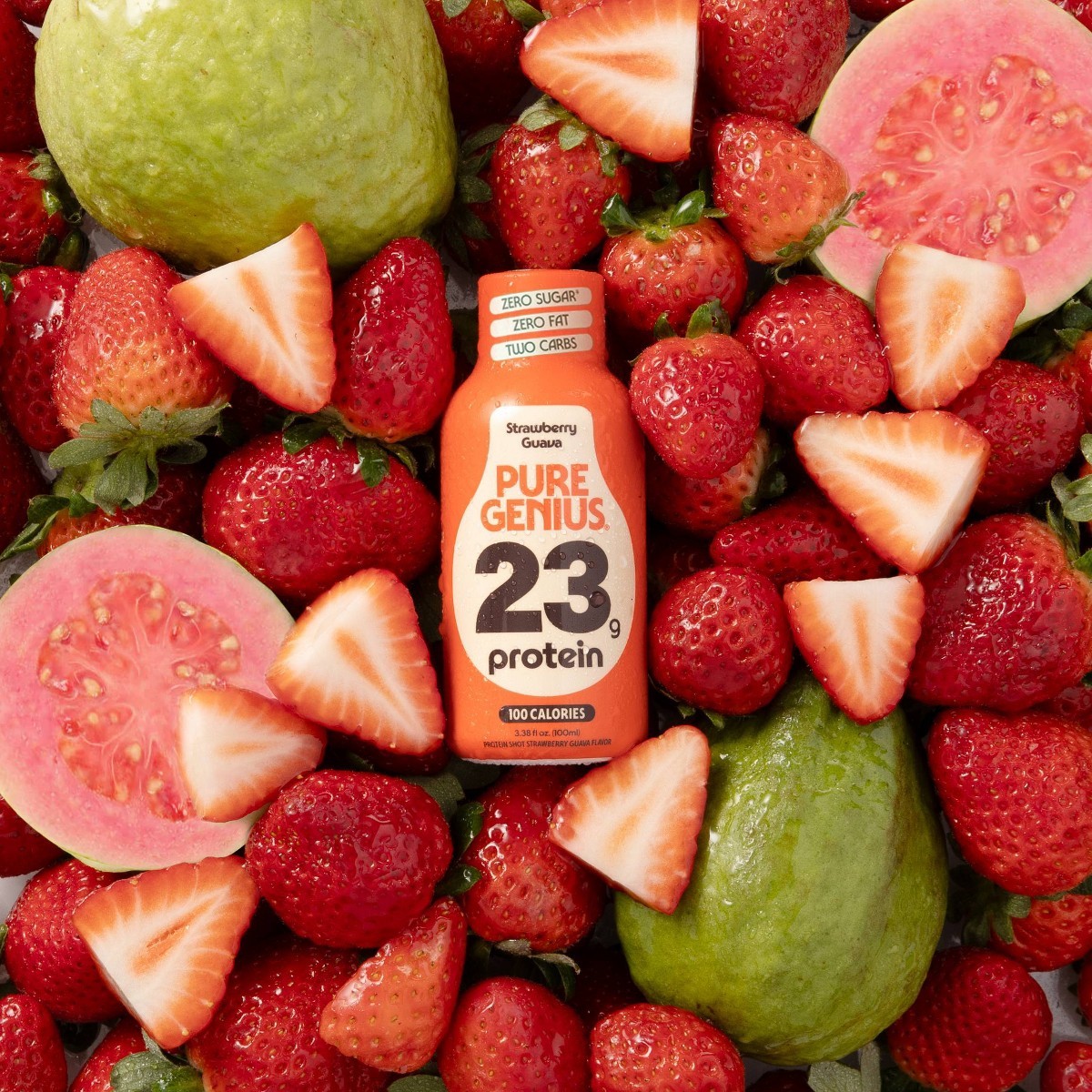 Pure Genius Liquid Protein Shot – Strawberry Guava – 3.38 floz/4pk