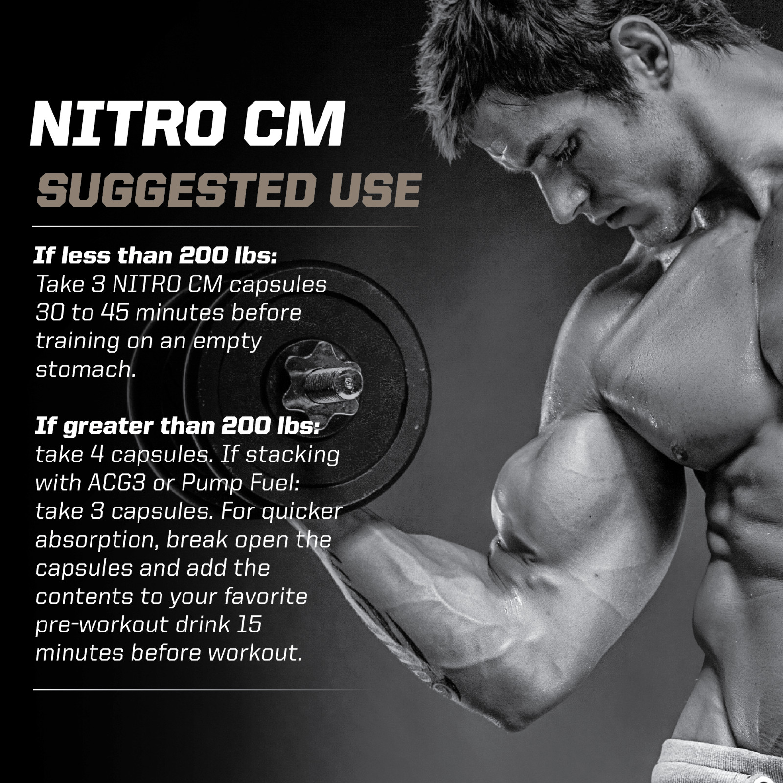 NITRO CM – Nitric Oxide Formula for Muscle Pumps & Performance – (180 Capsules)