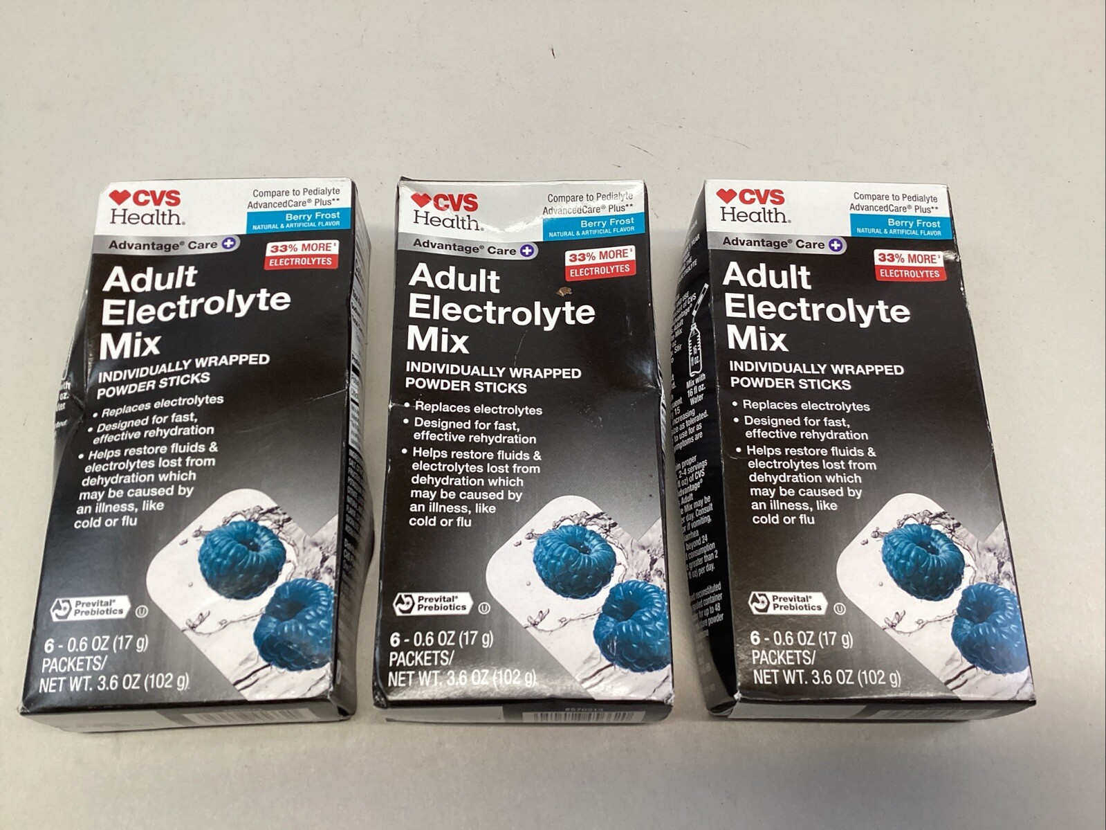 Adult Electrolyte Mix Berry Frost 12 Individual Pks Total Exp 08 25 Lot Of 3