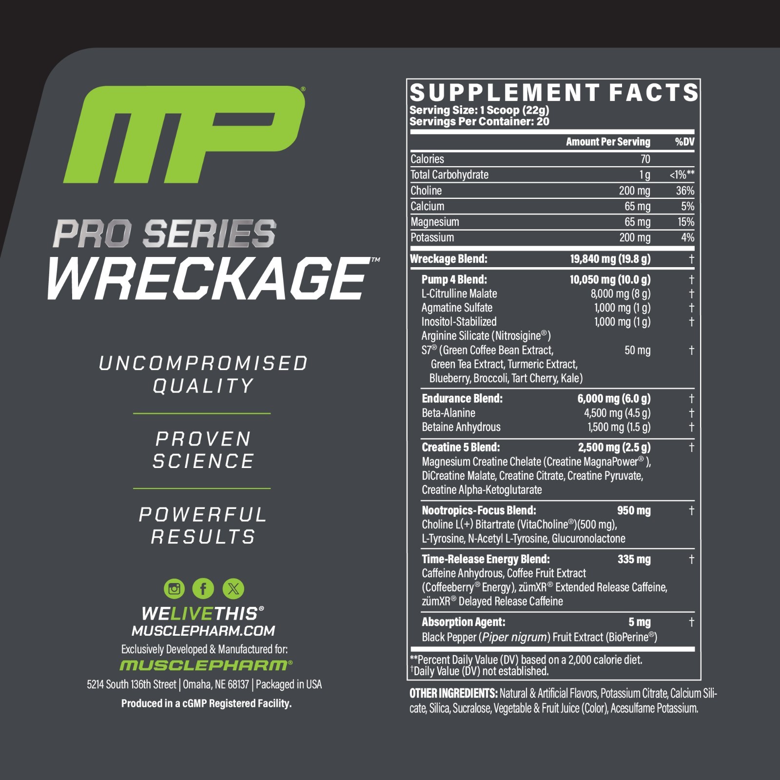 Pro Series Wreckage™, Pre-Workout, Sour Peach Rings, 15.5 oz (440 g)